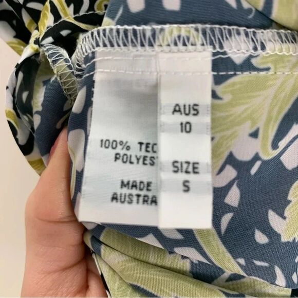 Mela Purdie Black Gold Yellow Leaf Printed Button Up Long Sleeve Top Small boho - Picture 3 of 8